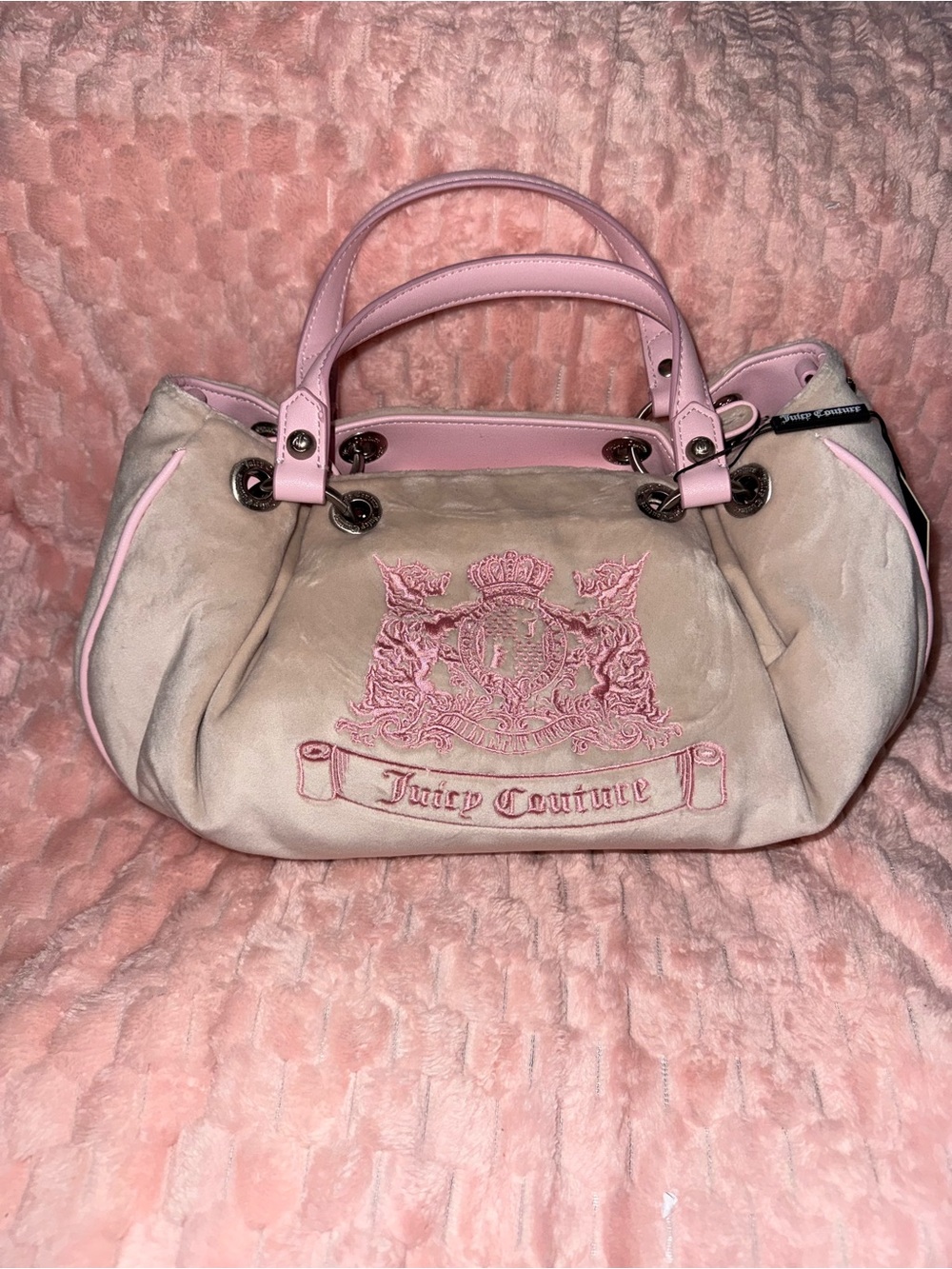 Juicy Couture UK Twig Dog Dumpling / Hobo - Pink and Beige - NWT ! - Picture 2 of 15